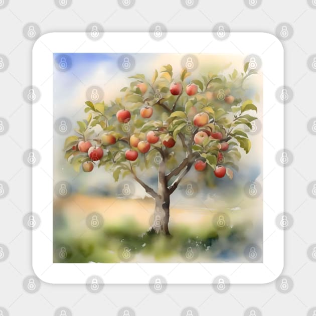 Apple Tree Day - January 6 - Watercolor & Pen Magnet by Oldetimemercan