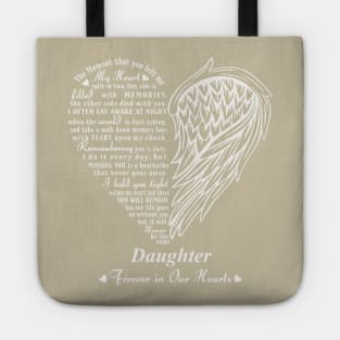 My Heart Split in two, In Memory of My Daughter Tote