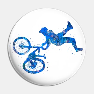 Downhill mountain bike watercolor blue Pin