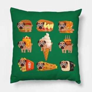 Pug In Food Collection Pillow