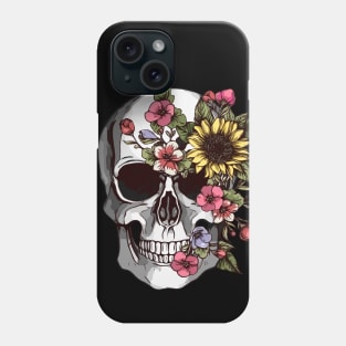 floral skull, cool skull, skull mask face Phone Case