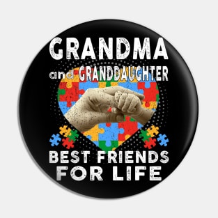 Grandma And Granddaughter Best Friends For Life Autism Pin