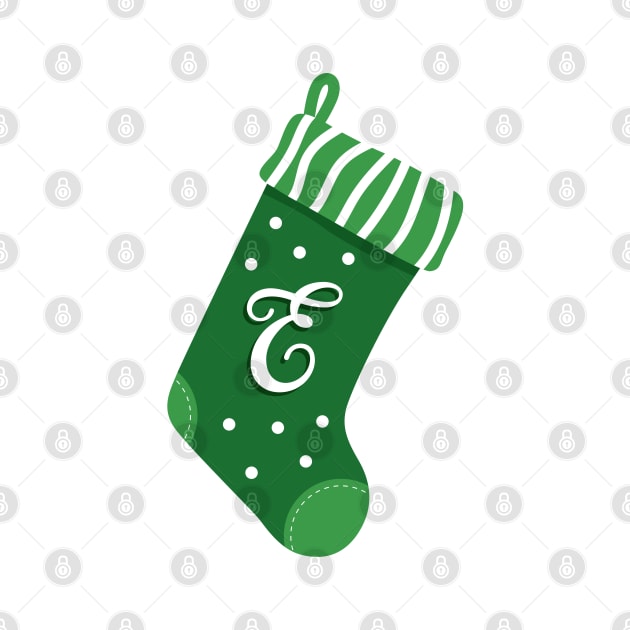 Christmas Stocking with the Letter E by VicEllisArt