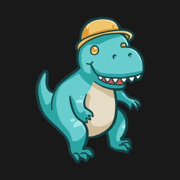 Cute t-rex with hat, dino, dinosaur by hugadino