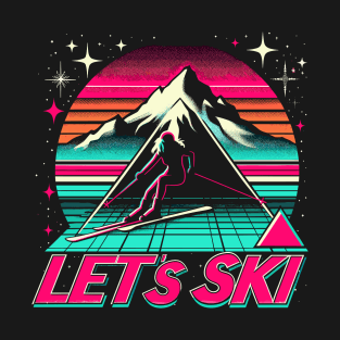 Let's Ski - Vintage 70s 80s Snow Skiing outfit T-Shirt