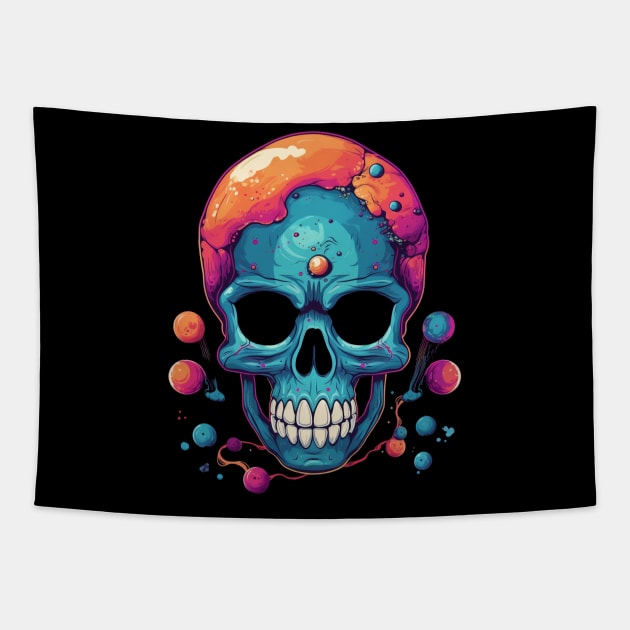 Skull in Space Tapestry by FrogandFog