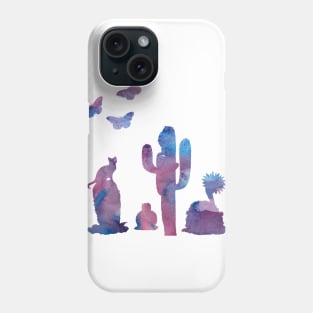 cacti, cat and butterflies Phone Case