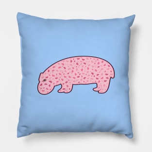 Relaxed hippo with lovely hearts pattern art Pillow