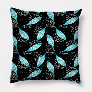 Pattern leaves turquoise Pillow