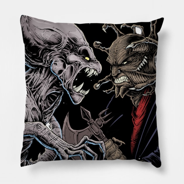 Pumpkinhead vs Jeepers Creepers Pillow by KenHaeser