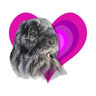 Beautiful black mini lop bunny on a rainbow heart! T-Shirt