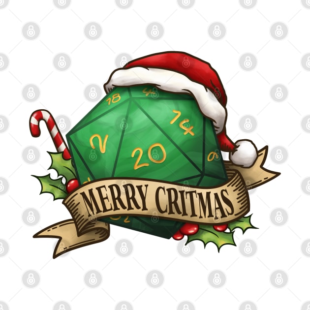 D20 Merry Critmas Dice Green by Takeda_Art