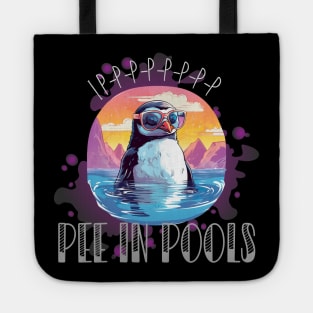 I P-P-P-P Pee In Pools Embarrassed Penguin Funny Summer Print Tote