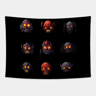 Macabre Halloween Sinister Heads Tapestry