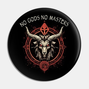 Occult Satanic Gothic Baphomet No Gods No Masters Pin