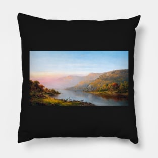 Mountain River Scene Autumn Pillow