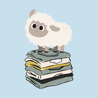 Cute Baby Sheep on top of folded clothes T-Shirt