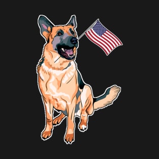 American Flag German Shepherd Dog Love T-Shirt