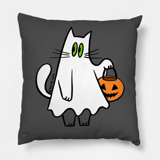 Halloween Cat - Meow or treat? Pillow by The Vix Cats