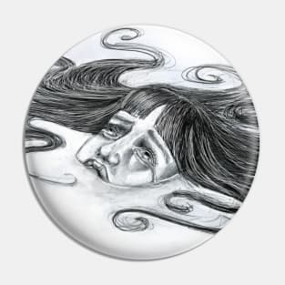 crying girl hand drawn pencil portrait Pin