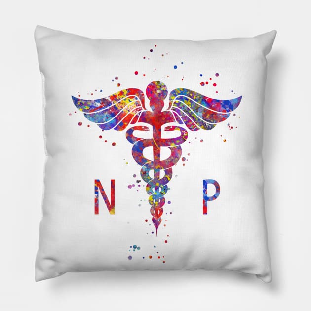 Nurse practitioner caduceus Pillow by RosaliArt