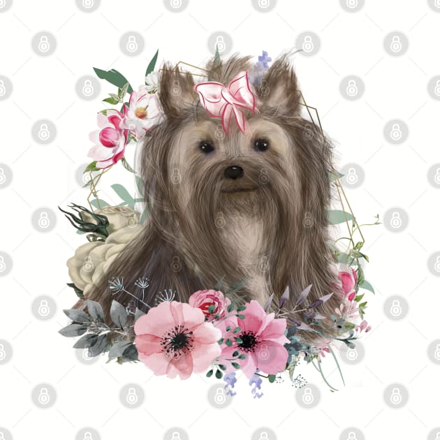 Yorkshire Terrier, Cute Yorkie Flower Design Yorkie by tamdevo1