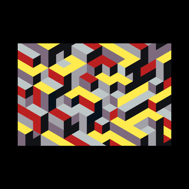 Yellow Red Grey Geometric Pattern by diiiana