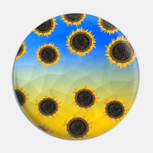 Ukraine yellow blue geometric mesh pattern Sunflowers Pin