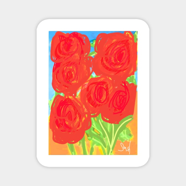 Red Set Flowers Magnet by Sash8140