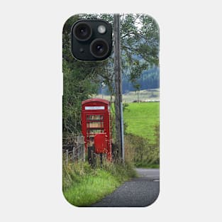 Red Phone Box Library by a remote Scottish road Phone Case