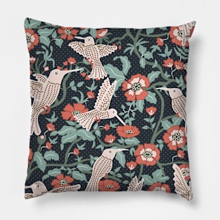 Hummingbirds in Floral Garden Pillow