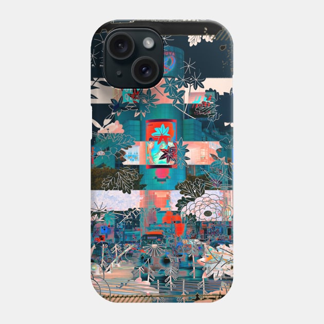 Japan City Night Streets View Collage Art 97 Phone Case by dvongart