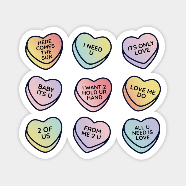 Beatles Love Songs Conversation Hearts Magnet by maura41