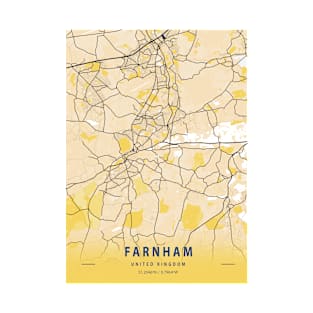 Farnham - United Kingdom Yellow City Map T-Shirt