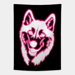 Pink Neon Husky Tapestry