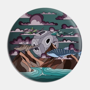 school of sharks in the sky Pin