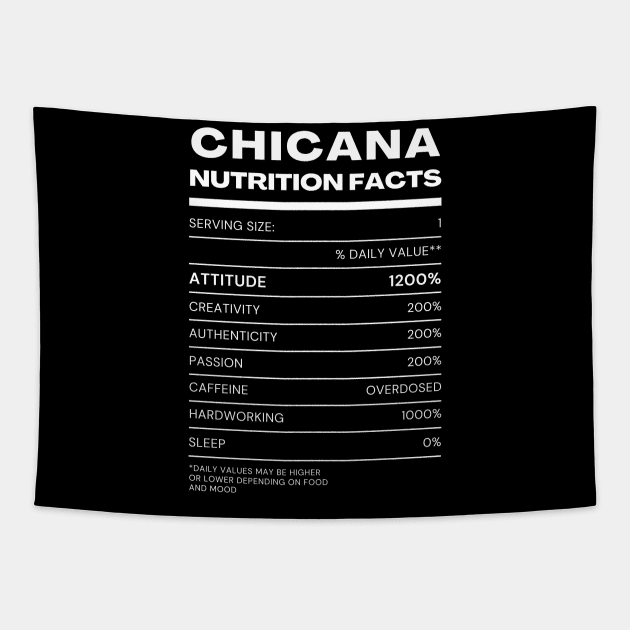 Chicana Nutrition Facts | Typography Art Tapestry by JT Digital