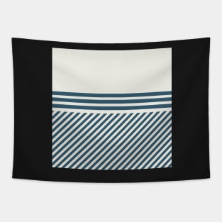 Geometric blue beige pattern abstract lines Tapestry