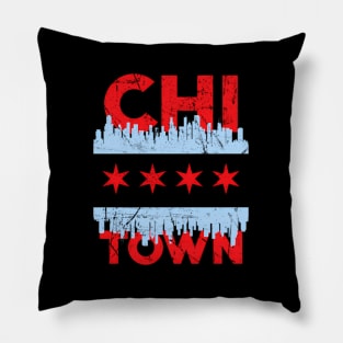 Chi Town Chicago Flag Skyline Pillow