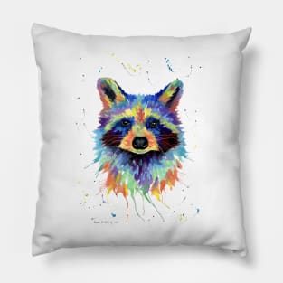 Multicolour Raccoon Art Pillow