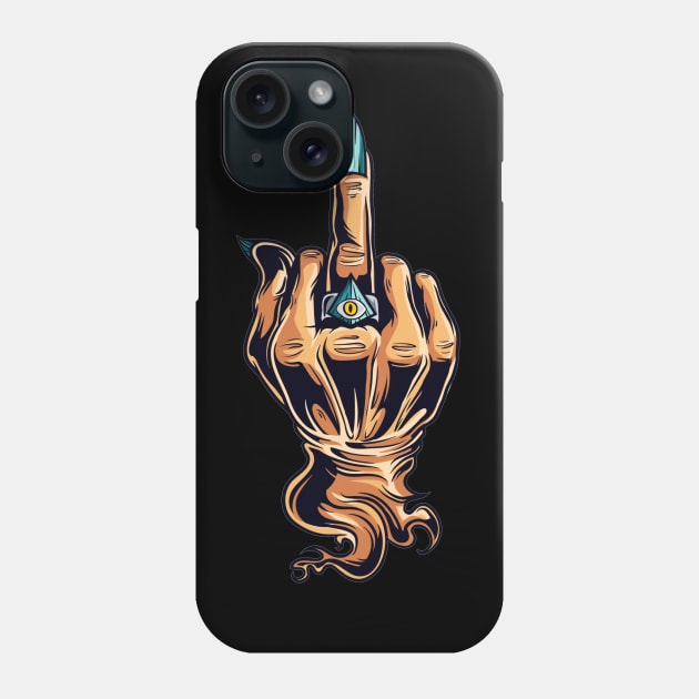 FU middle finger hand gesture rude with evil eye Phone Case by pickledpossums