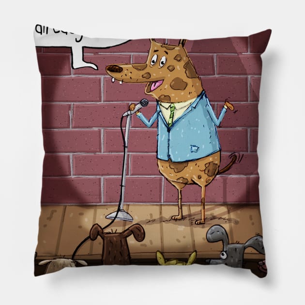 Doggie Standup Comedian Pillow by macccc8