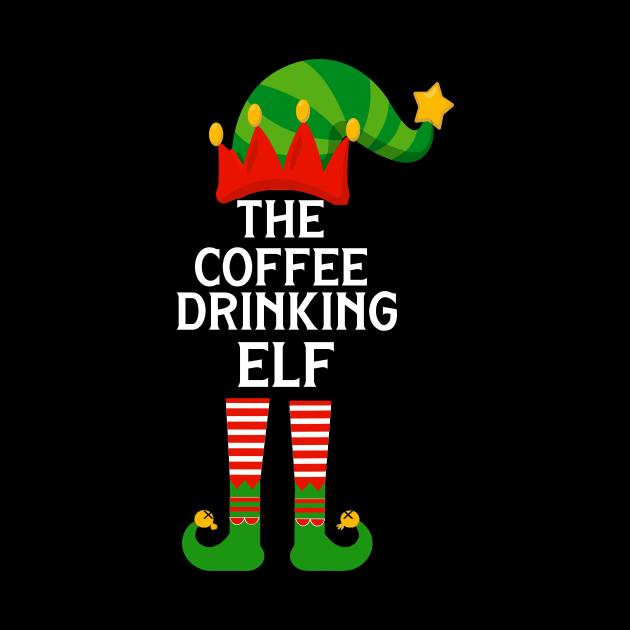 Coffee Drinking Elf Family Matching Christmas Elf Group Gift by albaley