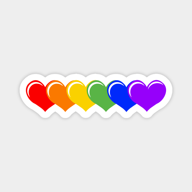 Overlapping Row of Six Hearts in Rainbow Colors Magnet by RawSunArt