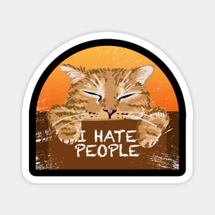 Cat says I Hate People Magnet