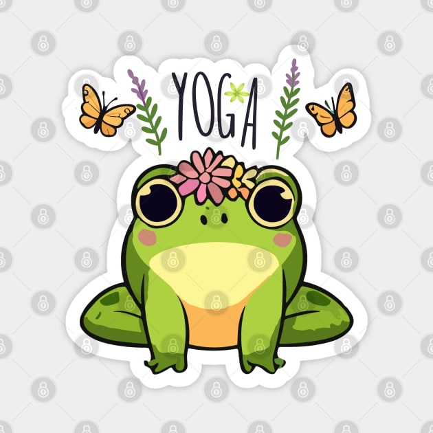 Yoga Kawaii Frog Magnet by JessArty