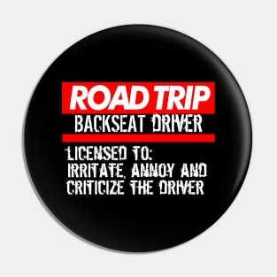 Backseat Driver Family Road Trip Shirts Funny Vacation Summer Car Lover Enthusiast Gift Idea Pin