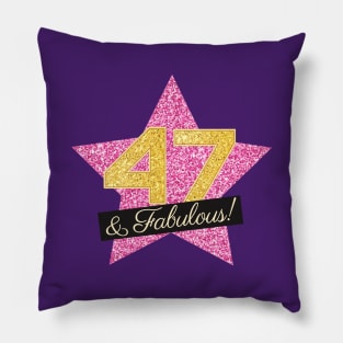 47th Birthday Gifts Women Fabulous - Pink Gold Pillow