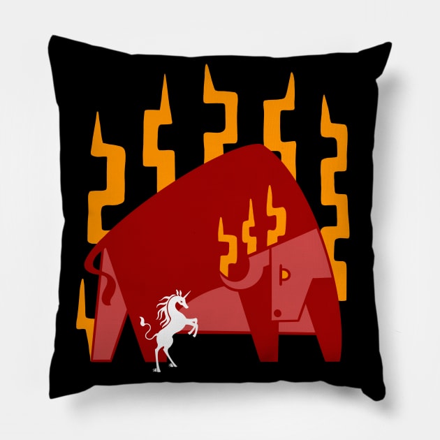 The Unicorn and Bull Pillow by tigerbright