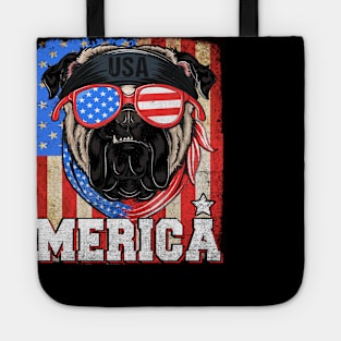 Funny Merica Retro Flag US Amirican Pitbull Patriotic Shirt Tote